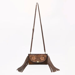 A&A-846A  Montana West Tooled Leather Hair-On Cowhide Fringe Crossbody