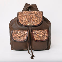 A&A-875  Montana West Genuine Oily Calf Leather Hand Tooled Collection Backpack