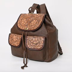 A&A-875  Montana West Genuine Oily Calf Leather Hand Tooled Collection Backpack
