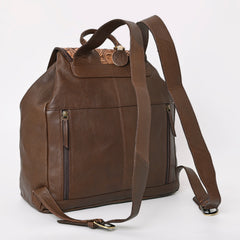 A&A-875  Montana West Genuine Oily Calf Leather Hand Tooled Collection Backpack