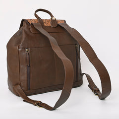 A&A-875  Montana West Genuine Oily Calf Leather Hand Tooled Collection Backpack