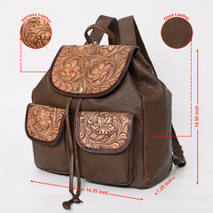 A&A-875  Montana West Genuine Oily Calf Leather Hand Tooled Collection Backpack