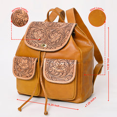 A&A-875  Montana West Genuine Oily Calf Leather Hand Tooled Collection Backpack