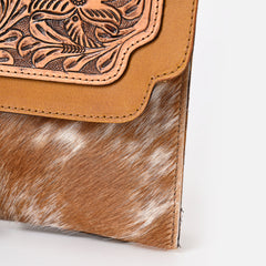 A&A-900 Montana West Hand Tooled Leather Hair-On Fringe Crossbody
