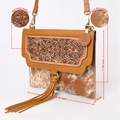 A&A-900 Montana West Hand Tooled Leather Hair-On Fringe Crossbody
