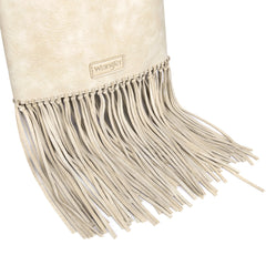 WG61-918  Wrangler Turquoise Stone Concho Fringe Hobo -Beige