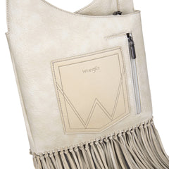 WG61-918  Wrangler Turquoise Stone Concho Fringe Hobo -Beige