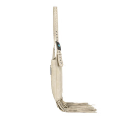 WG61-918  Wrangler Turquoise Stone Concho Fringe Hobo -Beige