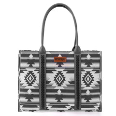 WG2203A-8119 Wrangler Southwestern Pattern Dual Sided Print Canvas Wide Tote Black