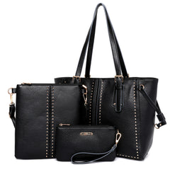 MWC3-1002  Montana West 3PCs Set Tote/Crossbody/Wallet - Black