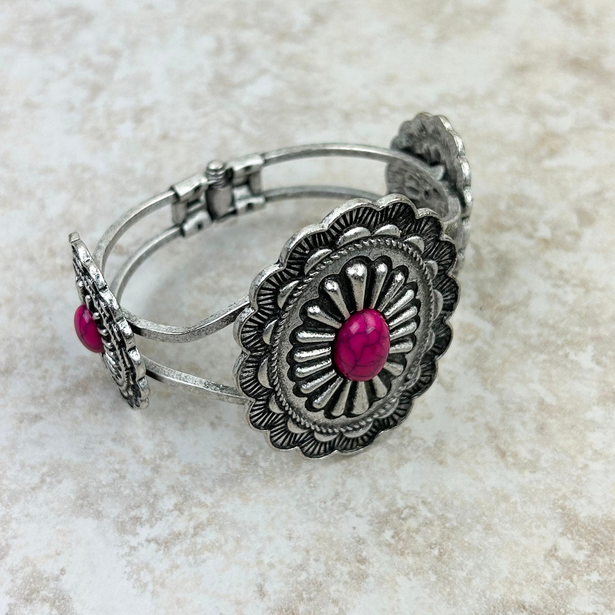 Silver concho bracelet top