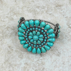BR211230-01  Natural Stone Concho Cuff Bracelet