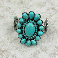 BR211230-02  Natural Stone Concho Cuff Bracelet