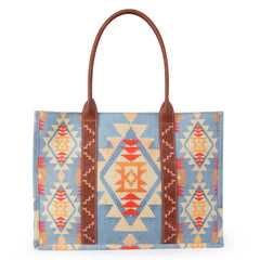 WG2202-8119    Wrangler Southwestern Pattern Dual Sided Print  Canvas Wide Tote - Brown