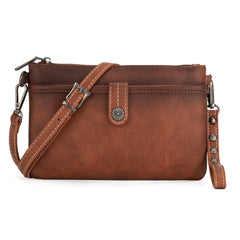 WG86-181 Wrangler Clutch/ Wristlet Crossbody Bag Collection -Brown