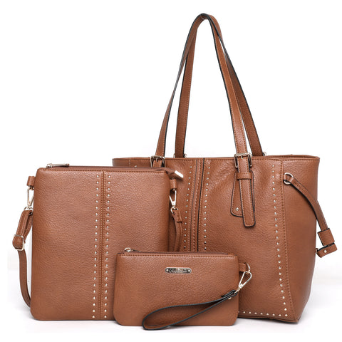 MWC3-1002  Montana West 3PCs Set Tote/Crossbody/Wallet -Brown
