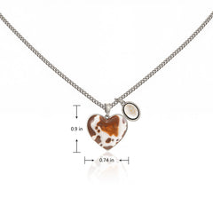 WNS2-1129S  Wrangler Cow-Print Natural Stone Pendant Silver Necklace Earrings Set - Beige