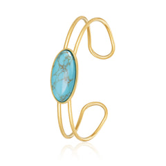 WBC-1130G  Wrangler Gold Western Natural Stone  Cuff Bracelet -Turquoise