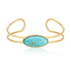 WBC-1130G  Wrangler Gold Western Natural Stone  Cuff Bracelet -Turquoise