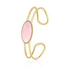 WBC-1130G  Wrangler Gold Western Natural Stone Cuff Bangle -Pink