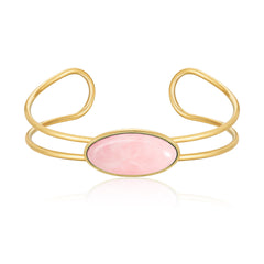 WBC-1130G  Wrangler Gold Western Natural Stone Cuff Bangle -Pink