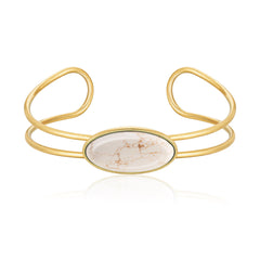 WBC-1130G  Wrangler Gold Western Natural Stone  Cuff Bracelet -Beige