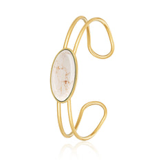 WBC-1130G  Wrangler Gold Western Natural Stone  Cuff Bracelet -Beige