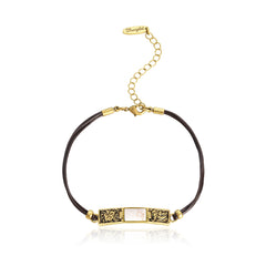 WGW-1119G-BG Wrangler Gold Western Natural Stone Engraved Bracelet -Beige