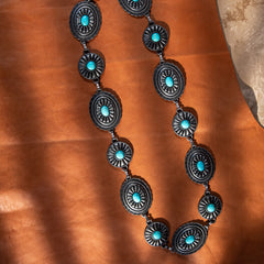 CB-1007  Rustic Couture  Western Stone Concho Link Chain Belt