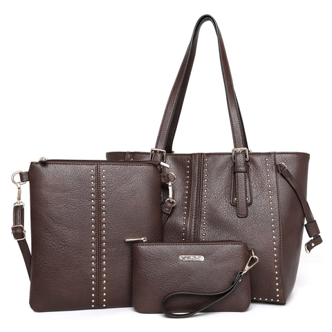 MWC3-1002  Montana West 3PCs Set Tote/Crossbody/Wallet - Coffee