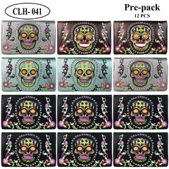 CLH-041  American Bling Sugar Skull Clutch Pre-Pack Assorted Color (12PCS)