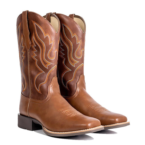 PLT-703605 Western Women's Flame Embroidered Cowgirl Vegan Leather Boots
