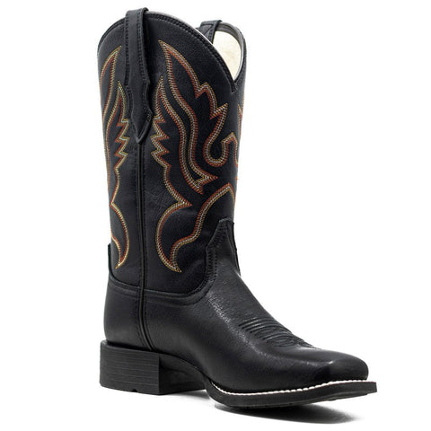 PLT-703603  Western Women's Embroidered Wide Toe Cowgirl Vegan Leather Boots