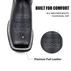 PLT-703603  Western Women's Embroidered Wide Toe Cowgirl Vegan Leather Boots