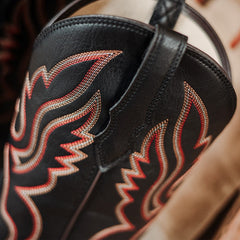 PLT-703603  Western Women's Embroidered Wide Toe Cowgirl Vegan Leather Boots
