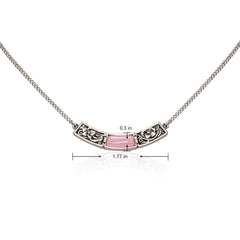 WNS-STL-1119SPK Wrangler Natural Stone Silver Engraved Necklace Pink