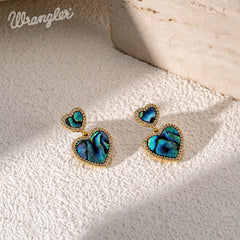 WGE-HT-1050  Wrangler Crystal Heart Shape Dangling Earrings -Grey