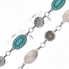 RCB-03-115TQ   Rustic Couture Western Turquoise Bead Concho Link Chain Belt