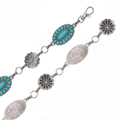 RCB-03-115TQ   Rustic Couture Western Turquoise Bead Concho Link Chain Belt
