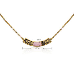 WNS-STL-1119GPK  Wrangler Natural Stone Gold Engraved Necklace -Pink