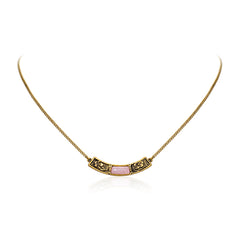 WNS-STL-1119GPK  Wrangler Natural Stone Gold Engraved Necklace -Pink