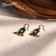WGE-2000G  Wrangler Boot Drop Earrings - Turquoise