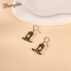 WNS2-2000G  Wrangler Silver Boots Pendant Necklace Earrings Set - White