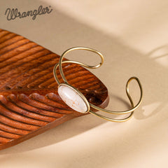 WBC-1130G  Wrangler Gold Western Natural Stone  Cuff Bracelet -Beige