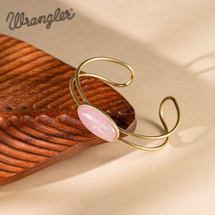 WBC-1130G  Wrangler Gold Western Natural Stone Cuff Bangle -Pink