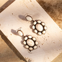ER-1001 Rustic Couture's  Bohemian Oval Concho Earring - By Pairs