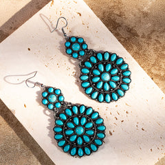 ER-1008 Rustic Couture's  Bohemian Turquoise Stone Dangle Earring - By Pairs