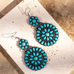 ER-1008 Rustic Couture's  Bohemian Turquoise Stone Dangle Earring - By Dozen