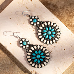 ER-1008 Rustic Couture's  Bohemian Turquoise Stone Dangle Earring - By Pairs