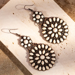 ER-1008 Rustic Couture's  Bohemian Turquoise Stone Dangle Earring - By Dozen